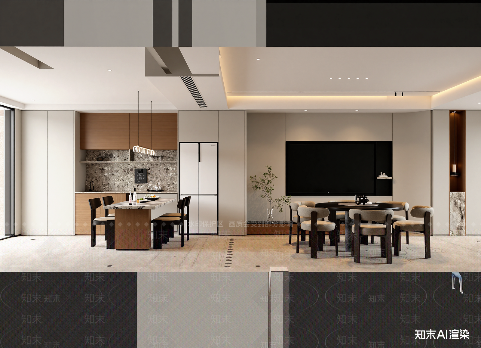 现代客餐厅3D模型下载【ID:1215174315】