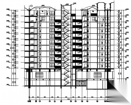 [湘潭市]某国际小区十一层商住楼7栋建筑结构水电施工图cad施工图下载【ID:164860163】