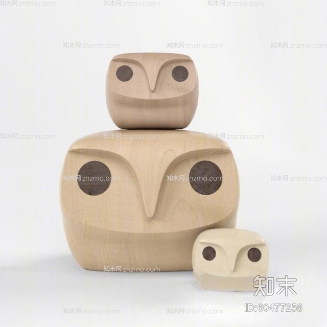 原木色木艺装饰品3D模型下载【ID:60477258】