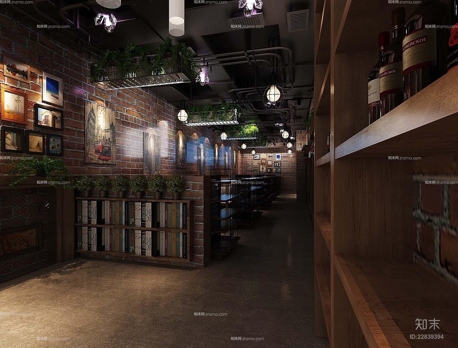 工业风西餐厅3D模型下载【ID:22839394】