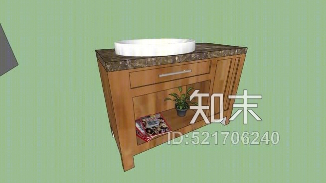 在柜台上安装椭圆形的KHLR厕所SU模型下载【ID:521706240】