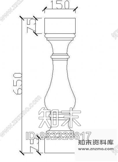 图块/节点西式栏杆柱cad施工图下载【ID:832328817】