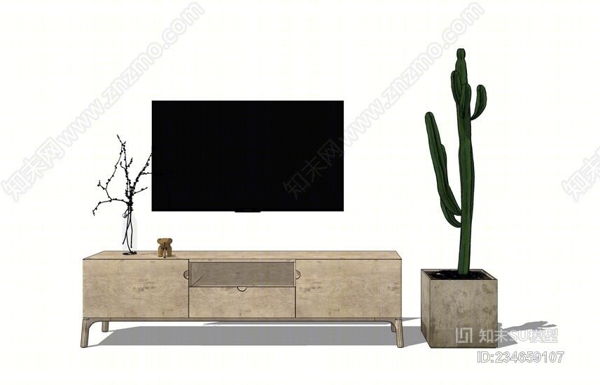 电视柜SU模型下载【ID:234659107】