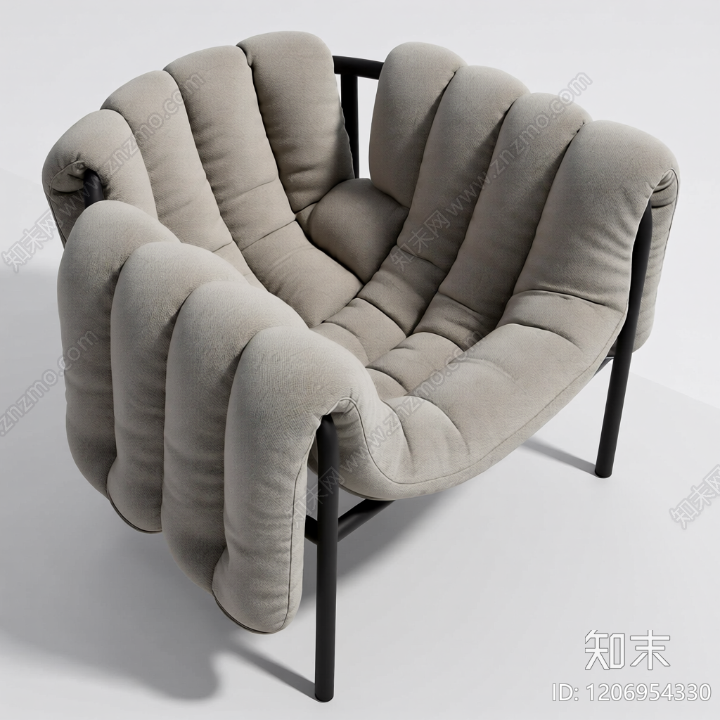 波浪形软包扶手椅3D模型下载【ID:1206954330】