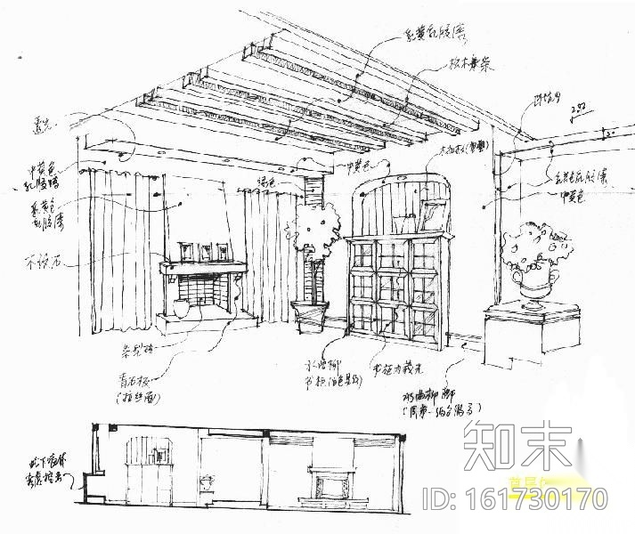 [汕头]欧式古典样板别墅施工图（装饰+电气+手绘）施工图下载【ID:161730170】