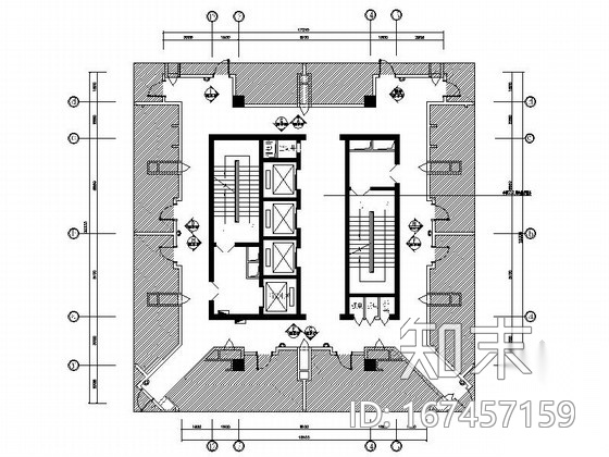 [重庆]现代简约酒店公共通道室内设计施工图cad施工图下载【ID:167457159】