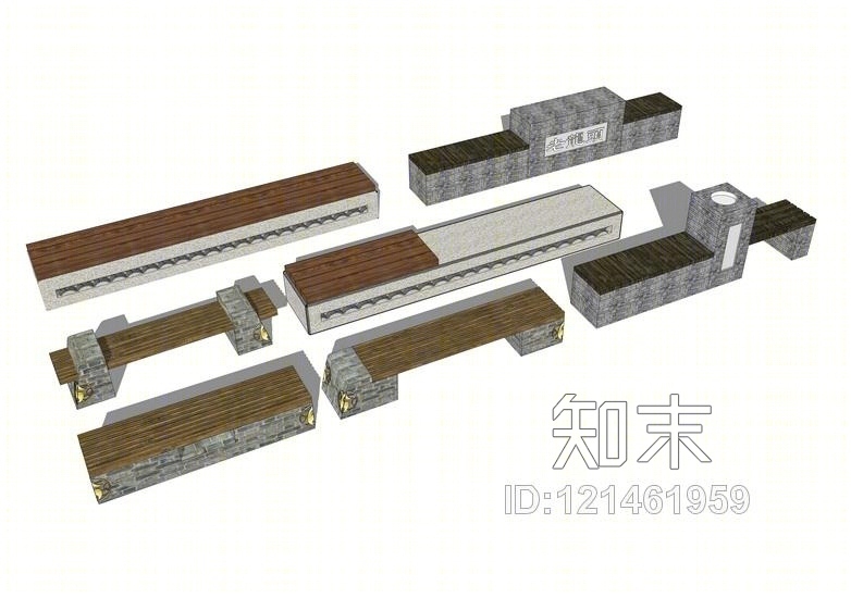 中式坐凳组合SU模型下载【ID:121461959】