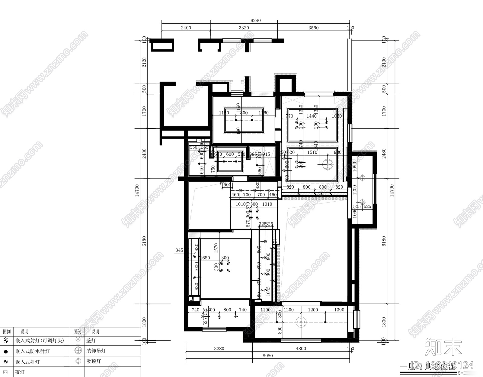 [山东]济南建邦样板间上跃户型施工图+实景cad施工图下载【ID:180849124】