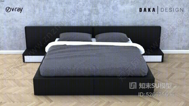 双人床SU模型下载【ID:526675096】