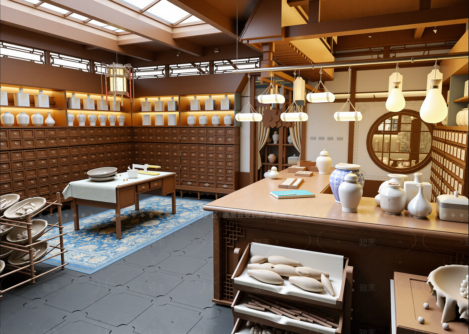 中式医疗展厅3D模型下载【ID:1214592032】