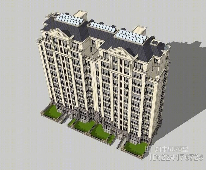 法式高层住宅SU模型下载【ID:224176728】