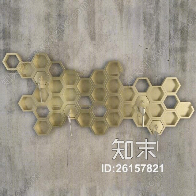 现代金属几何墙饰挂件3D模型下载【ID:26157821】