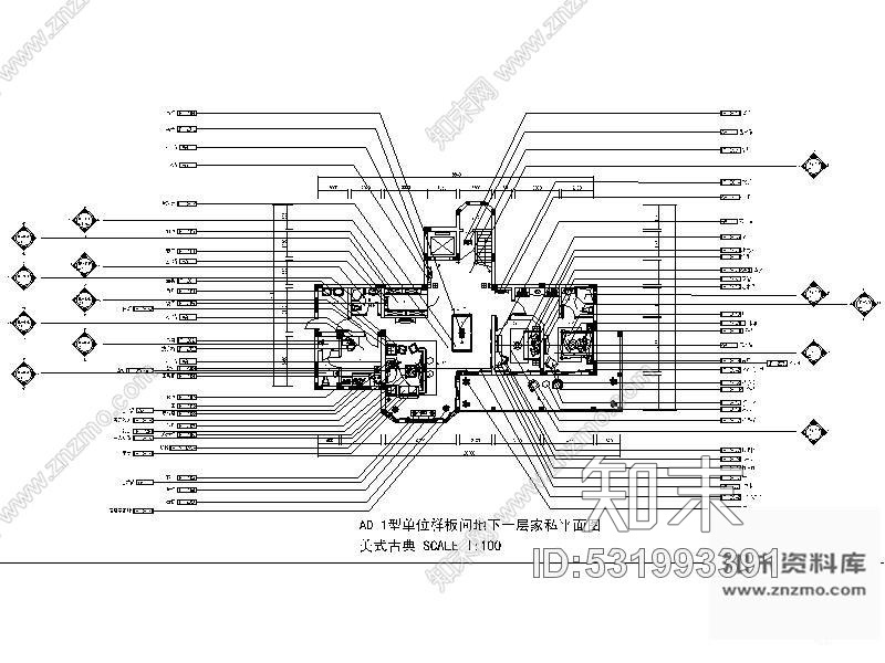 施工图某高档欧式风格别墅装修施工图cad施工图下载【ID:531993391】