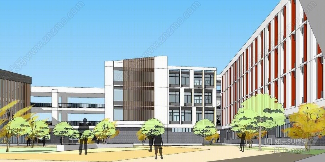 新中式学校SU模型下载【ID:130322091】