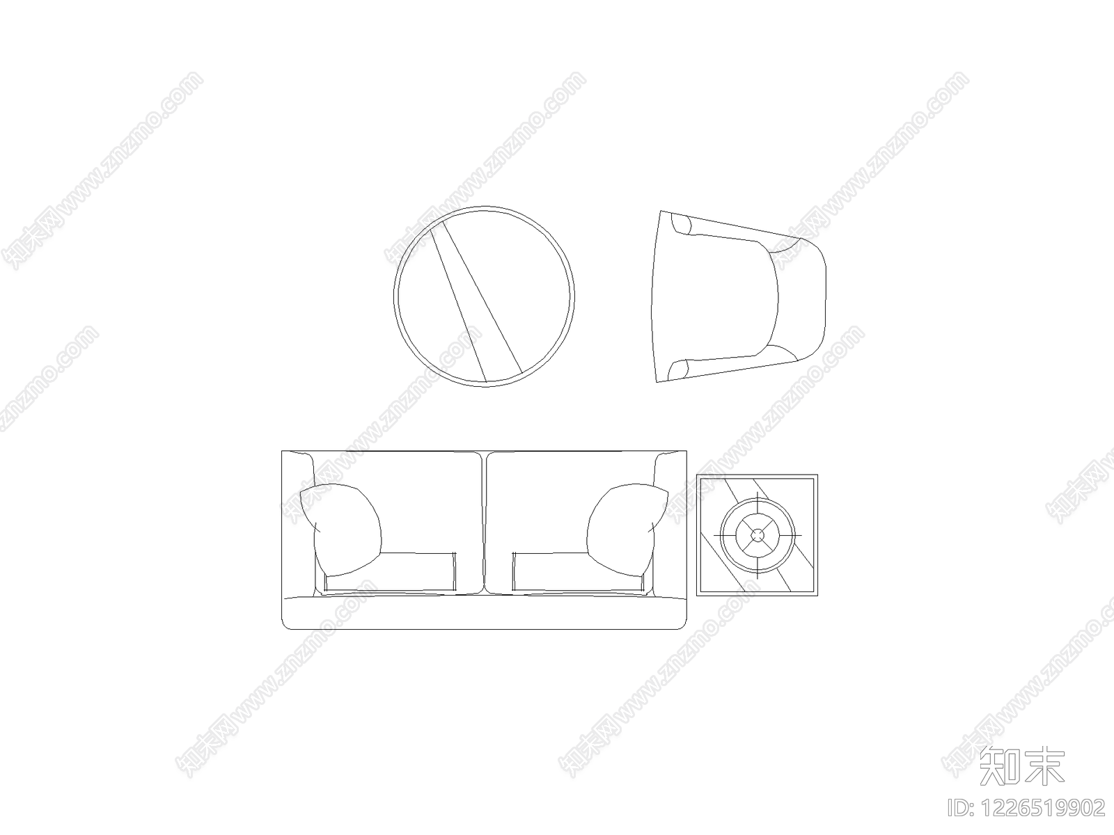 沙发cad施工图下载【ID:1226519902】
