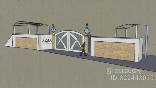 工厂正面视图SU模型下载【ID:822443030】