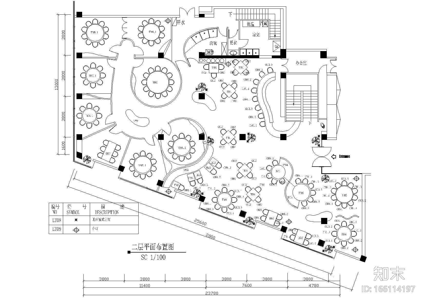 某两层餐厅系统平面图cad施工图下载【ID:166114197】