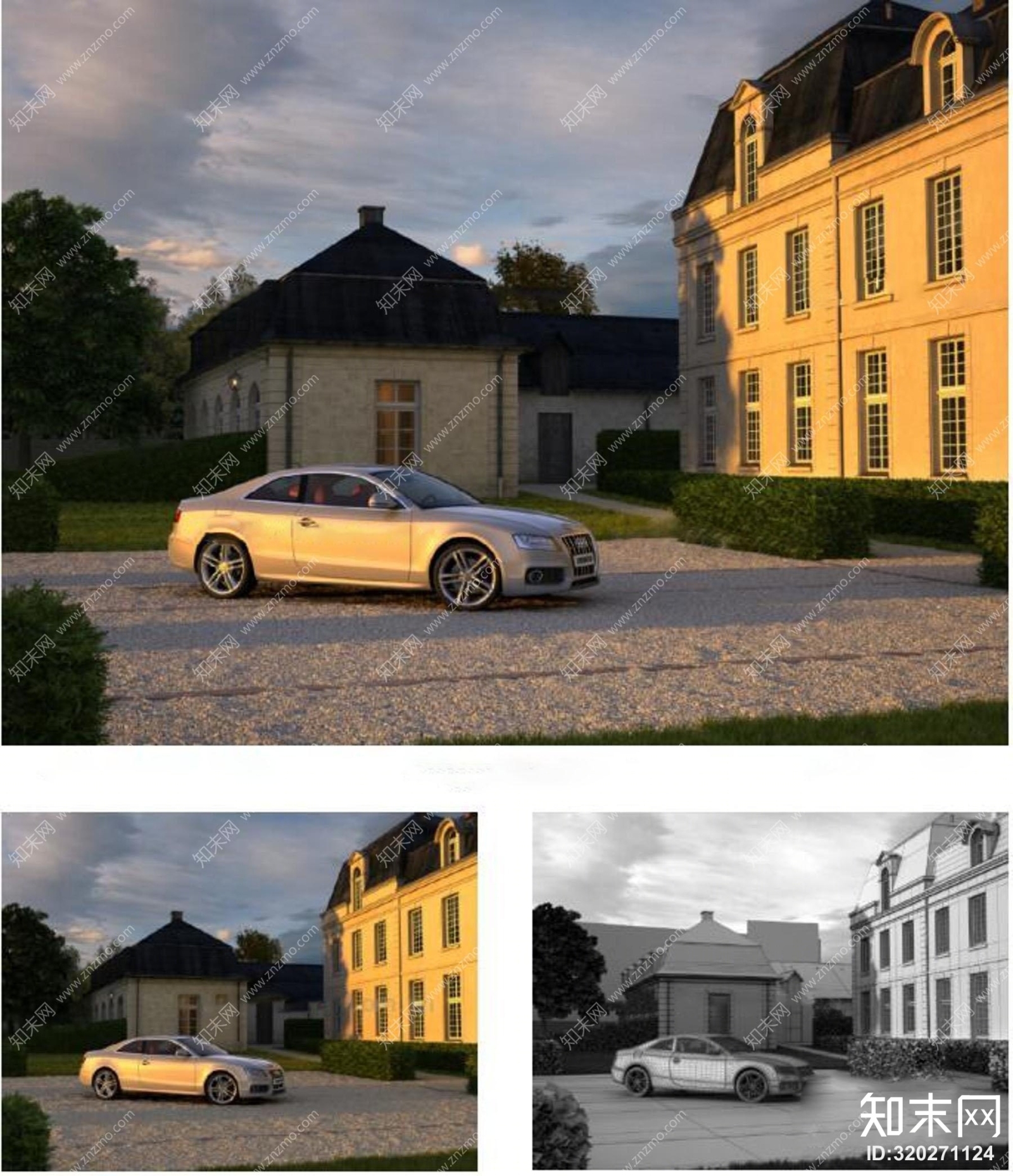 现代奥迪汽车场景3D模型下载【ID:320271124】