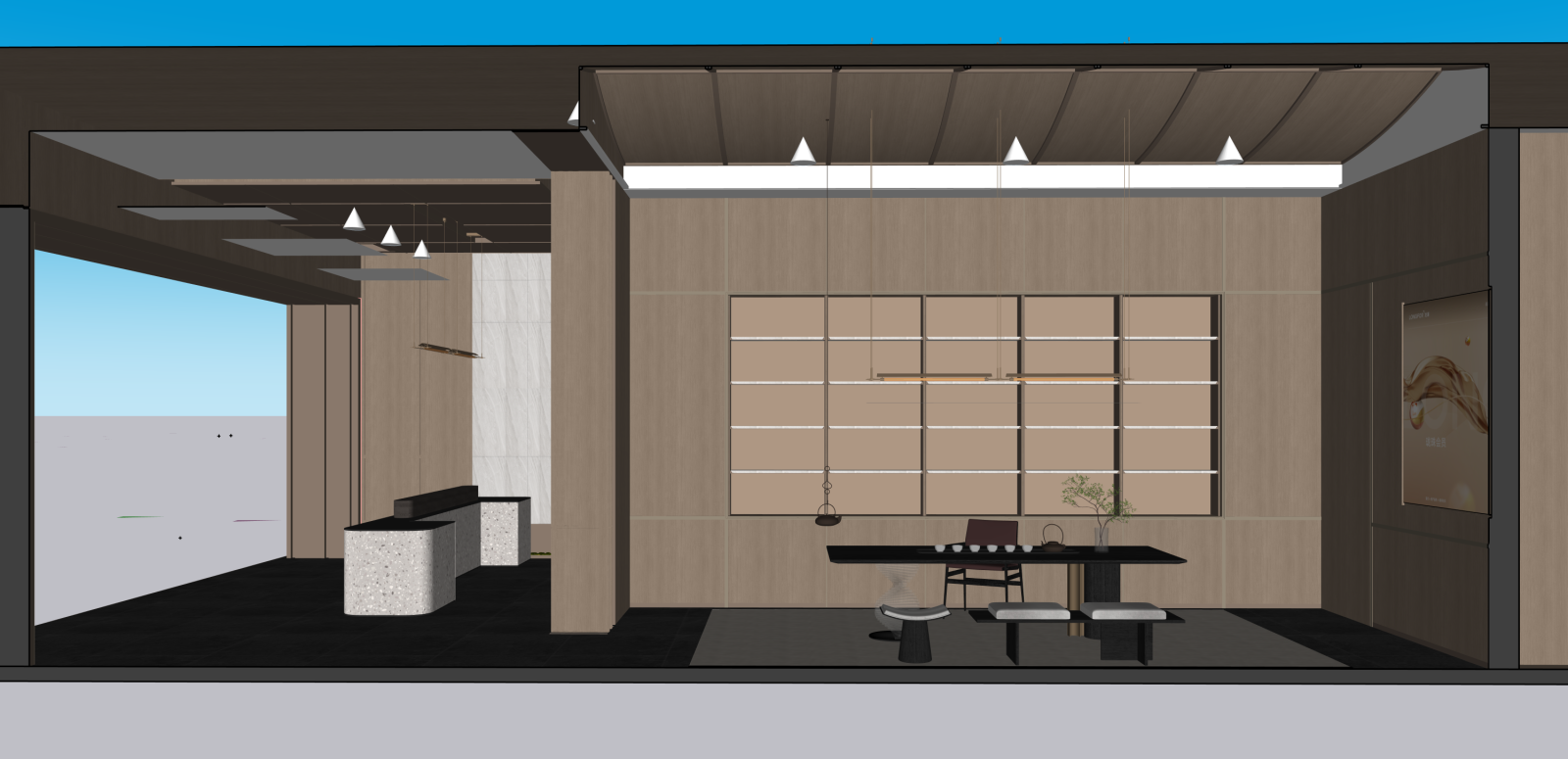 新中式会所SU模型下载【ID:1215986637】