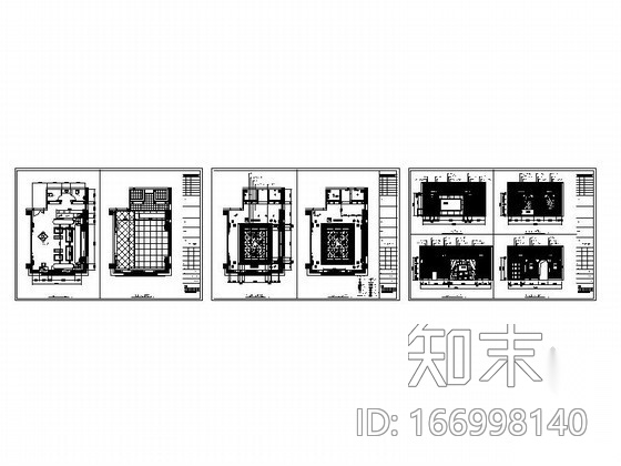 会所绒布硬包饰面装饰VIP包间装修立面图cad施工图下载【ID:166998140】