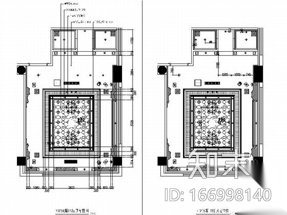 会所绒布硬包饰面装饰VIP包间装修立面图cad施工图下载【ID:166998140】