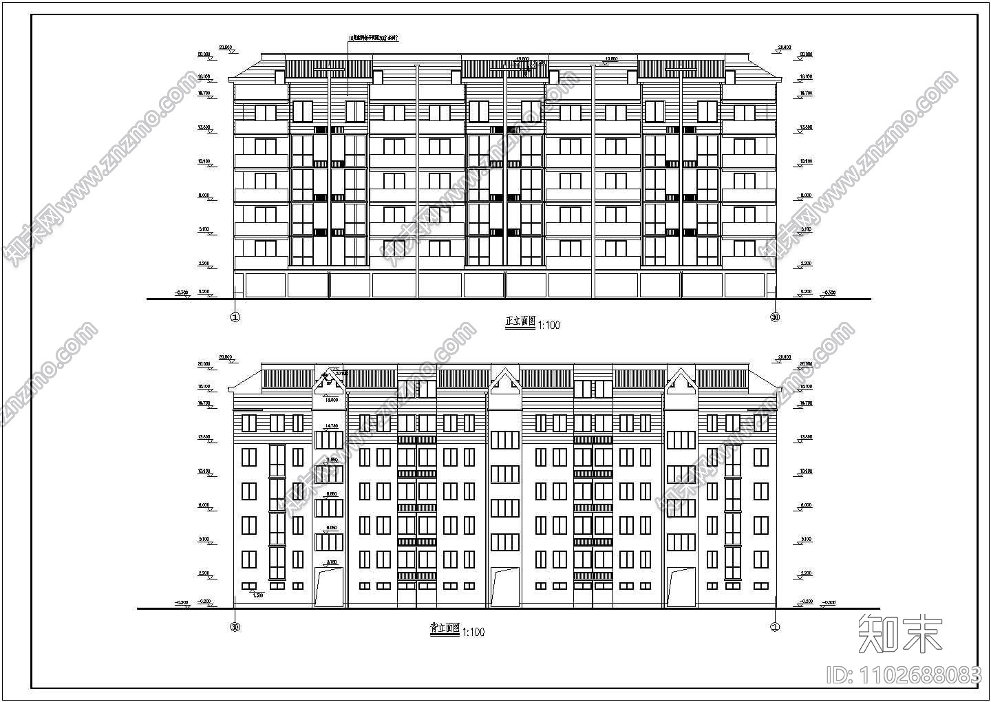 某地多层高档单身公寓建筑设计图cad施工图下载【ID:1102688083】