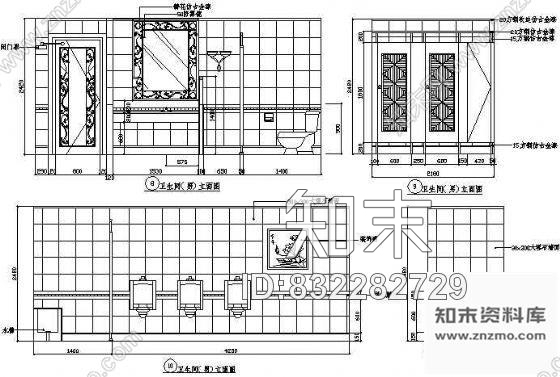 图块/节点男卫生间立面图cad施工图下载【ID:832282729】