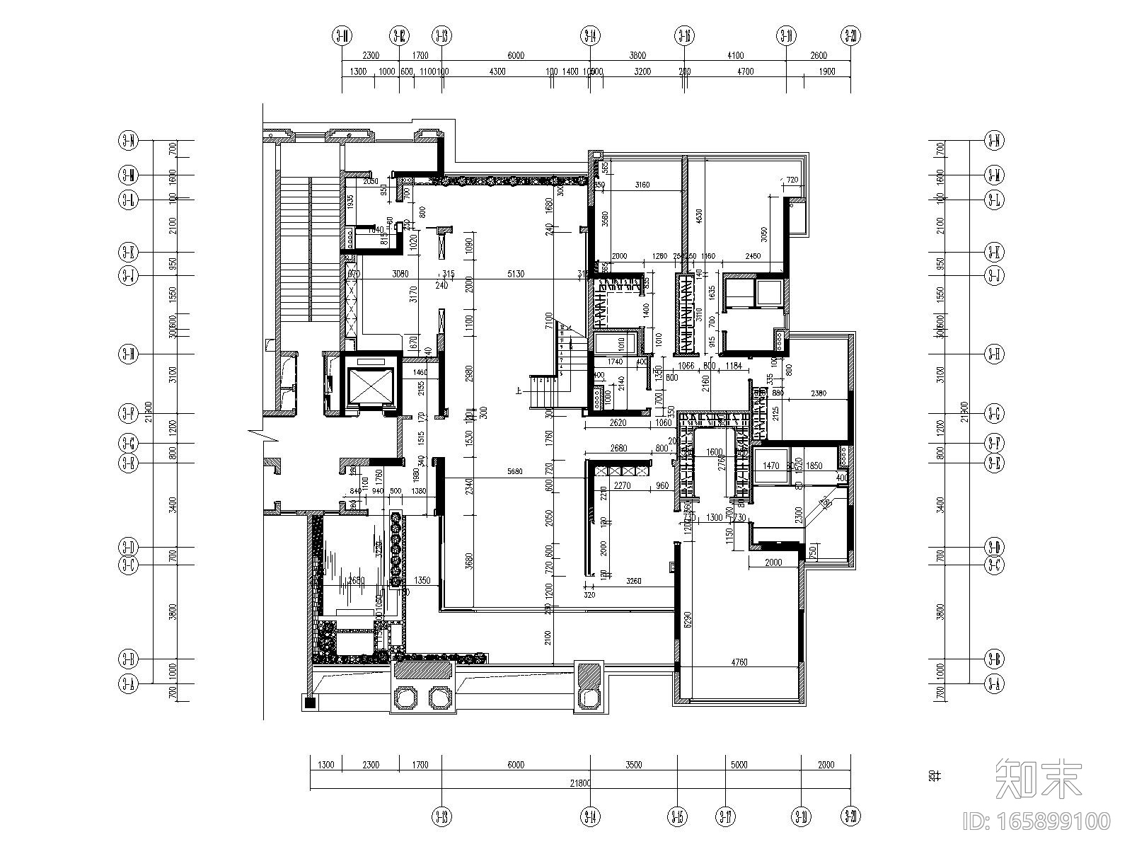 [广东]广州番禺香江A栋样板房丨CAD施工图cad施工图下载【ID:165899100】