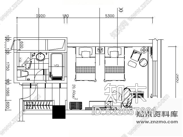 施工图五星酒店标准双人房装修图cad施工图下载【ID:532057661】