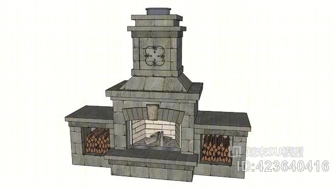 布赖顿石板壁炉烟囱SU模型下载【ID:423640416】