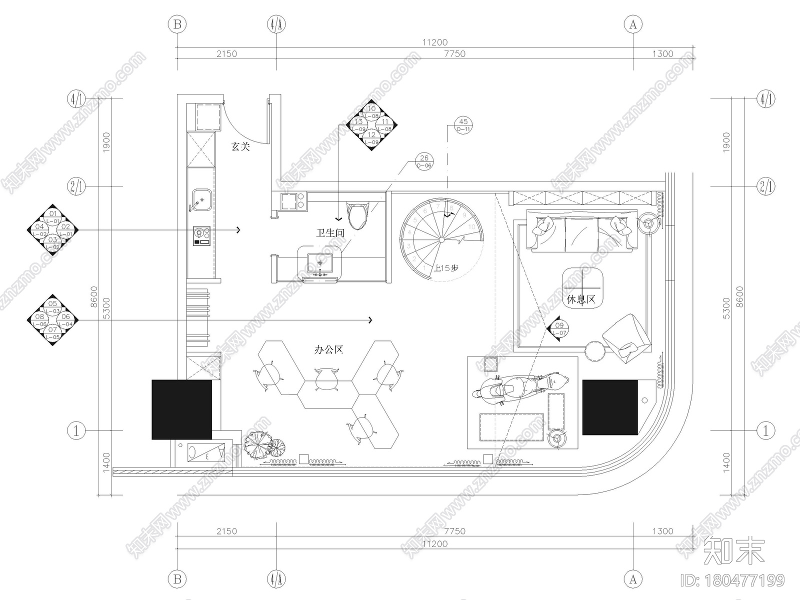 [重庆]128㎡复式LOFT公寓样板房装修施工图施工图下载【ID:180477199】