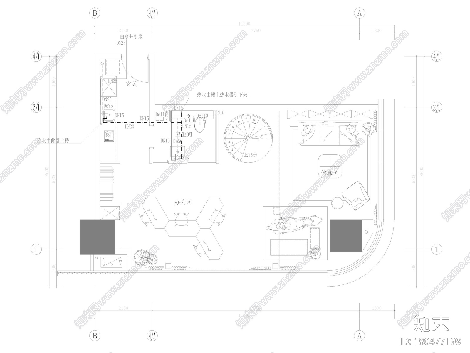 [重庆]128㎡复式LOFT公寓样板房装修施工图施工图下载【ID:180477199】