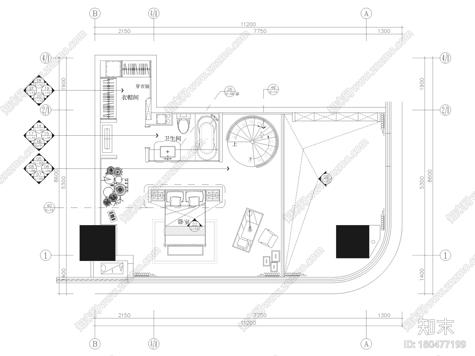 [重庆]128㎡复式LOFT公寓样板房装修施工图施工图下载【ID:180477199】