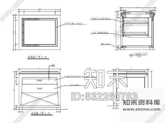 图块/节点度假酒店-床头柜cad施工图下载【ID:832260783】