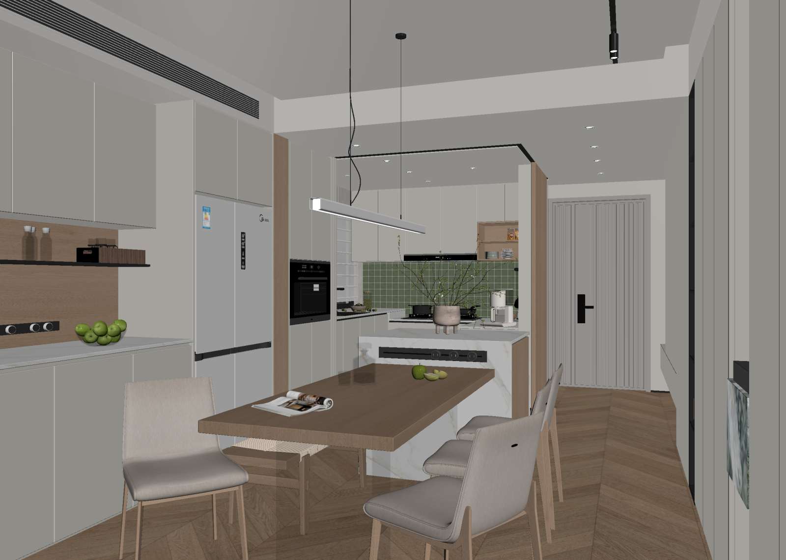 现代开放式厨房3D模型下载【ID:1214950368】