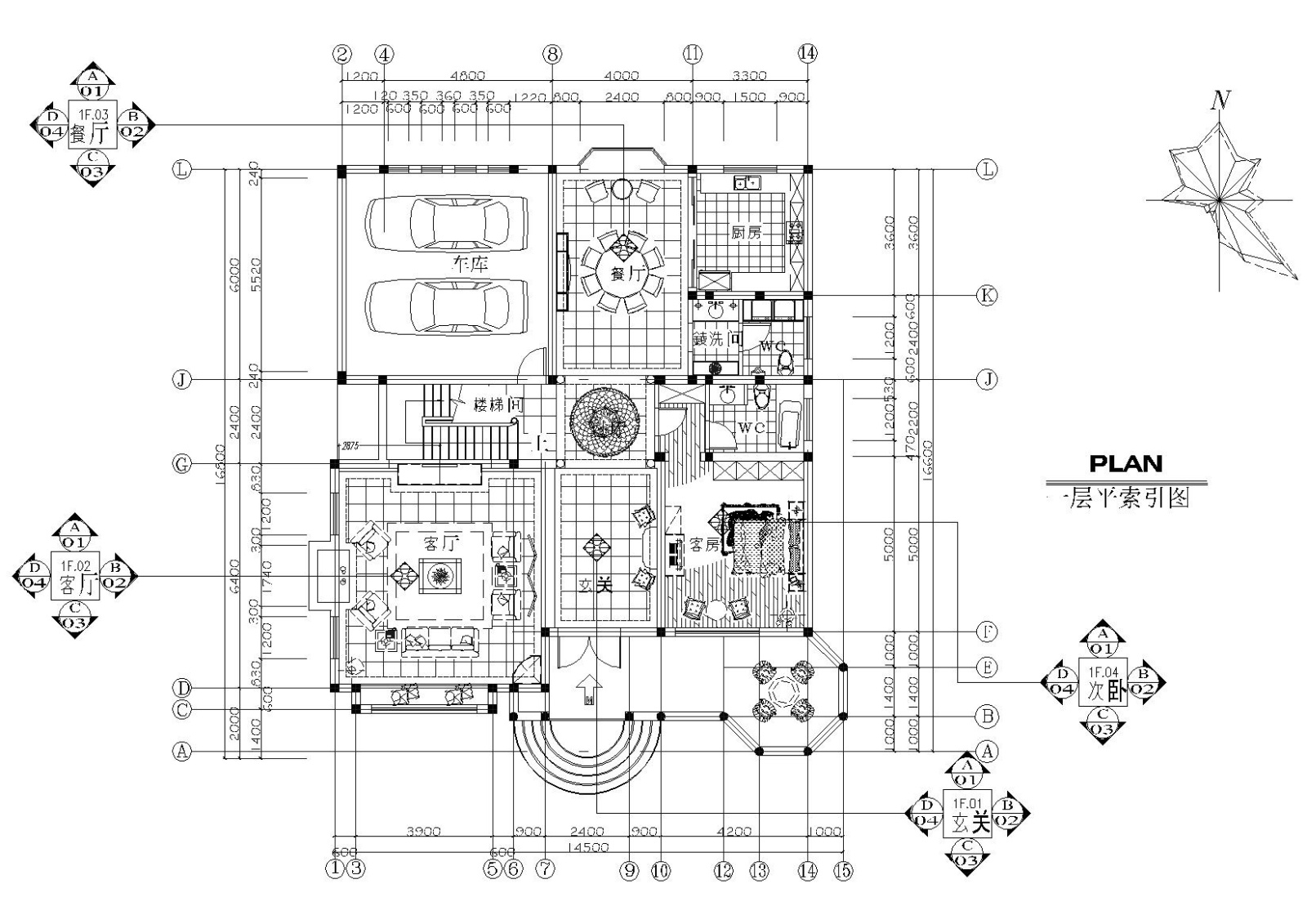 [江苏]昆山新港湾花园别墅室内装饰施工图施工图下载【ID:160474181】