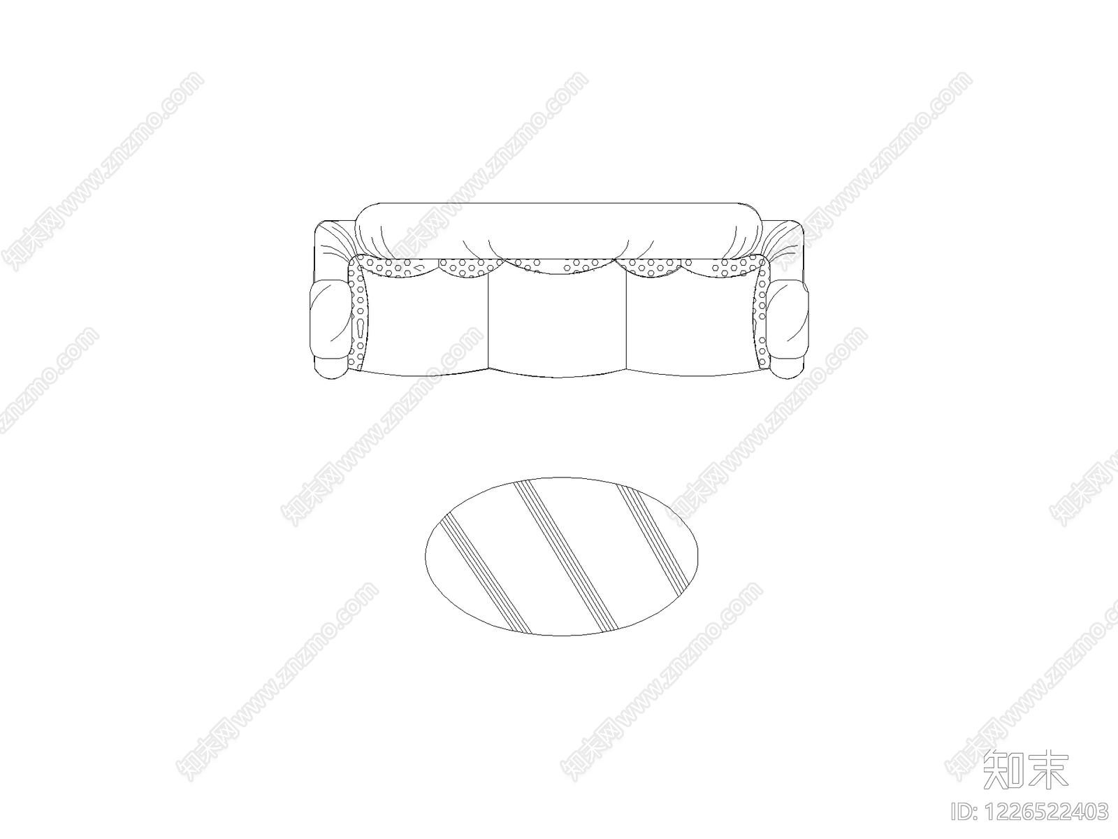 沙发cad施工图下载【ID:1226522403】