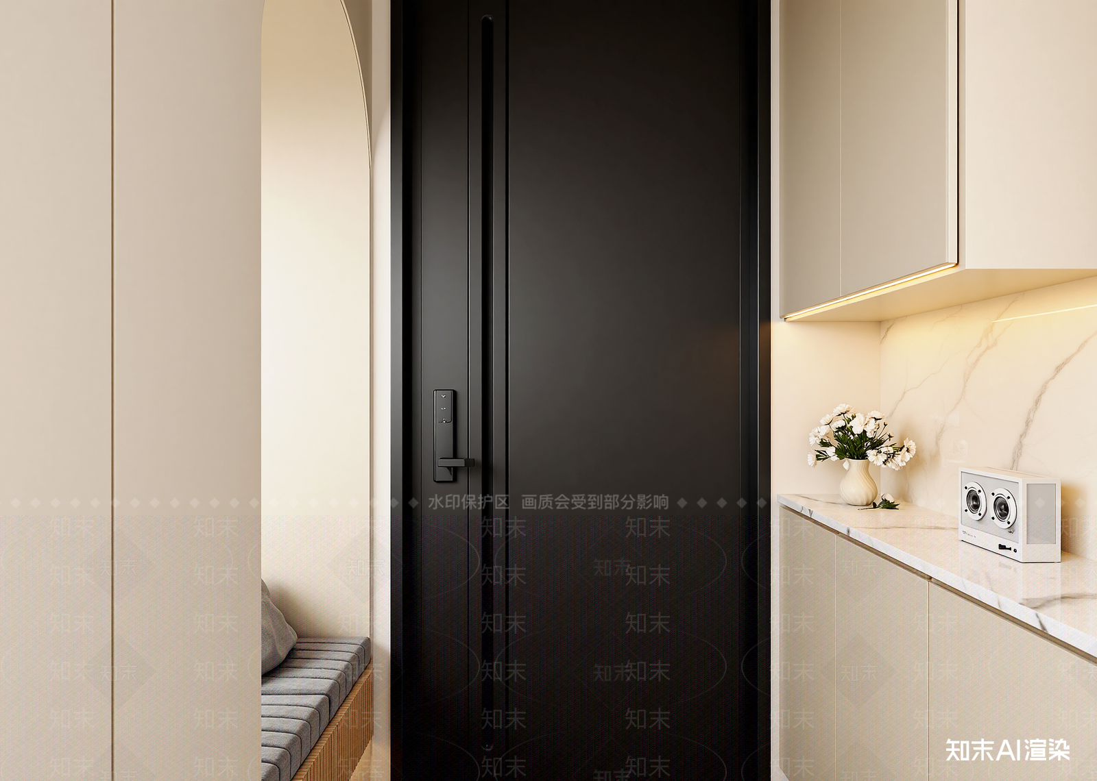 奶油玄关3D模型下载【ID:1214854991】