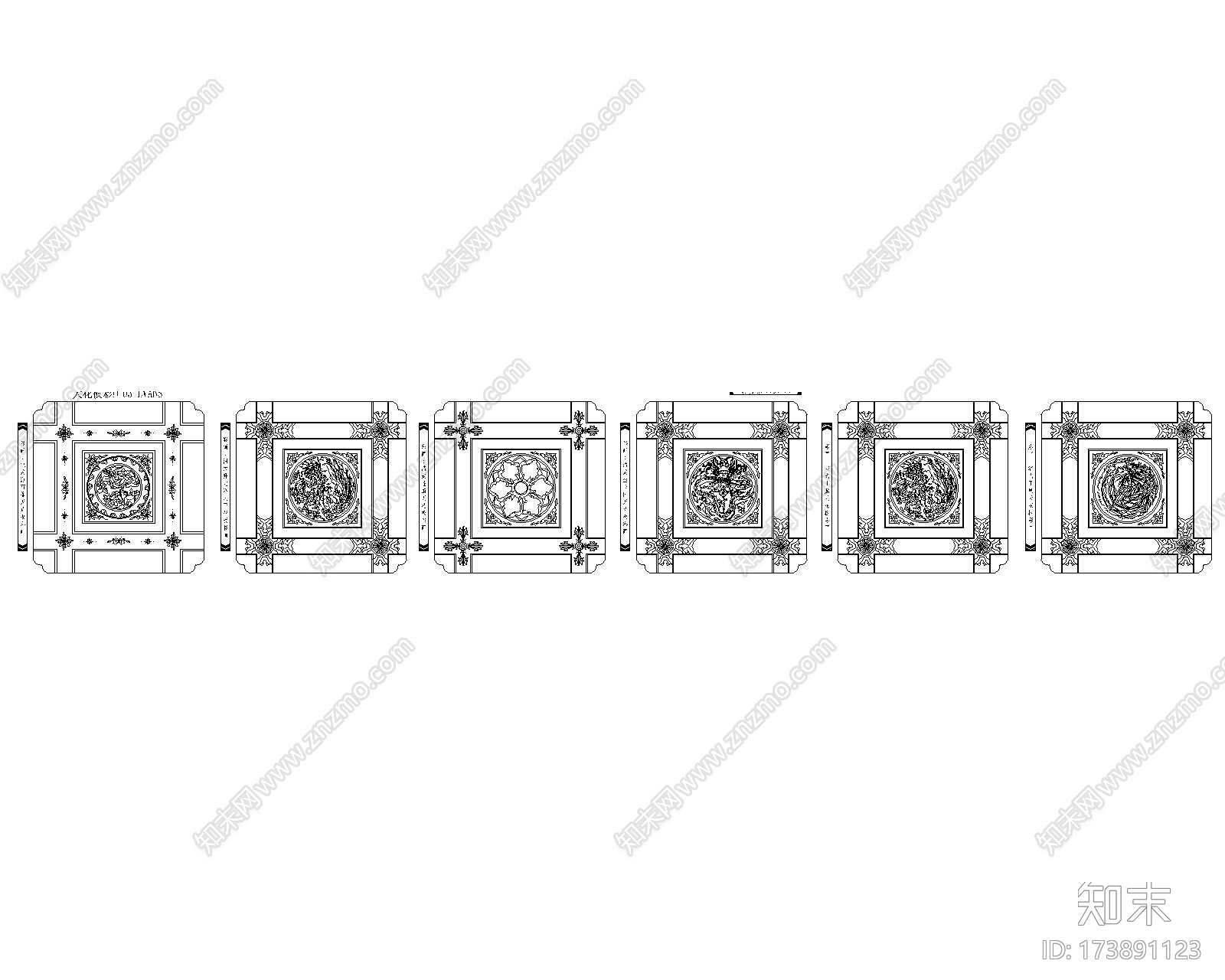 中式建筑彩画动态块图库cad施工图下载【ID:173891123】