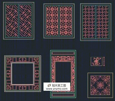 中式花格及雕花施工图下载【ID:36903861】