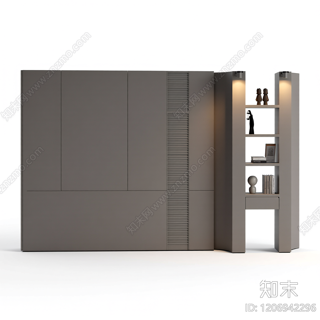组合式电视墙柜体3D模型下载【ID:1206942296】