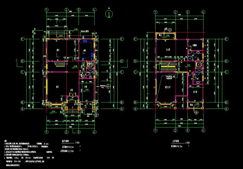 四层独栋别墅建筑设计总建筑面积523平米（包含CAD）施工图下载【ID:149870165】