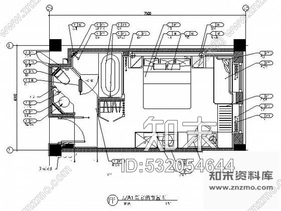 施工图民族饭店A型客房装修图cad施工图下载【ID:532054644】