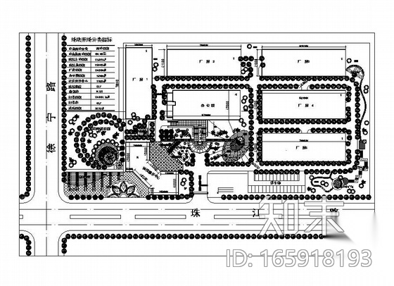 某工业园景观规划图纸cad施工图下载【ID:165918193】