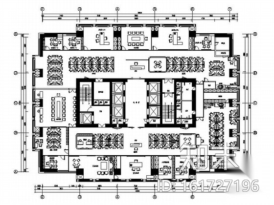 [福州]500强企业新中式风格开敞办公室施工图（含高清效...cad施工图下载【ID:161727196】