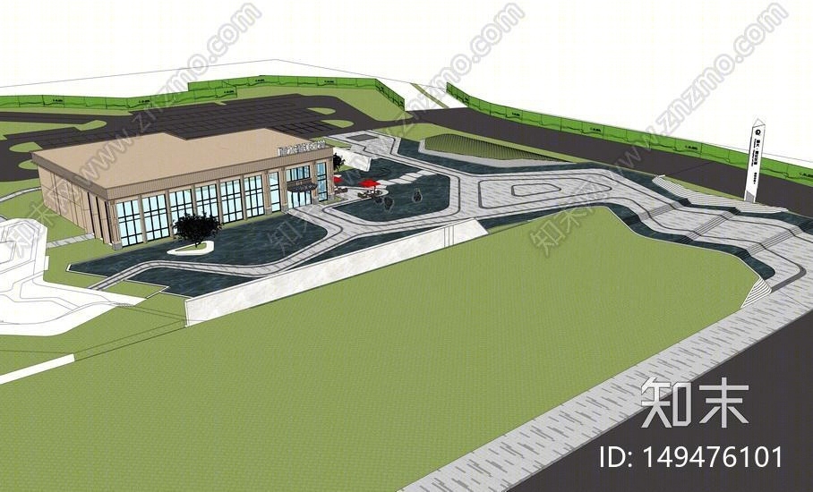 现代示范区景观SU模型下载【ID:149476101】