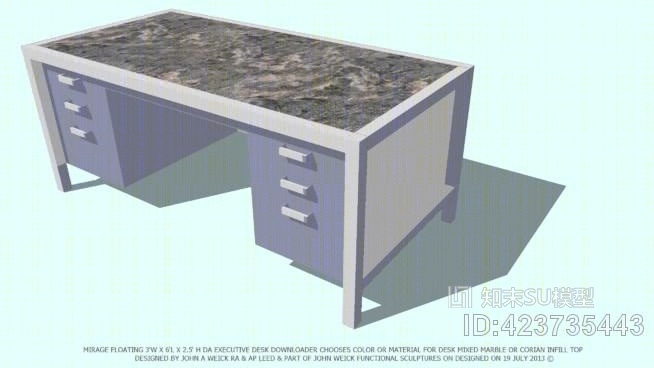 书桌3×6大蜃楼选择彩色大理石填充顶部由约翰韦克RASU模型下载【ID:423735443】