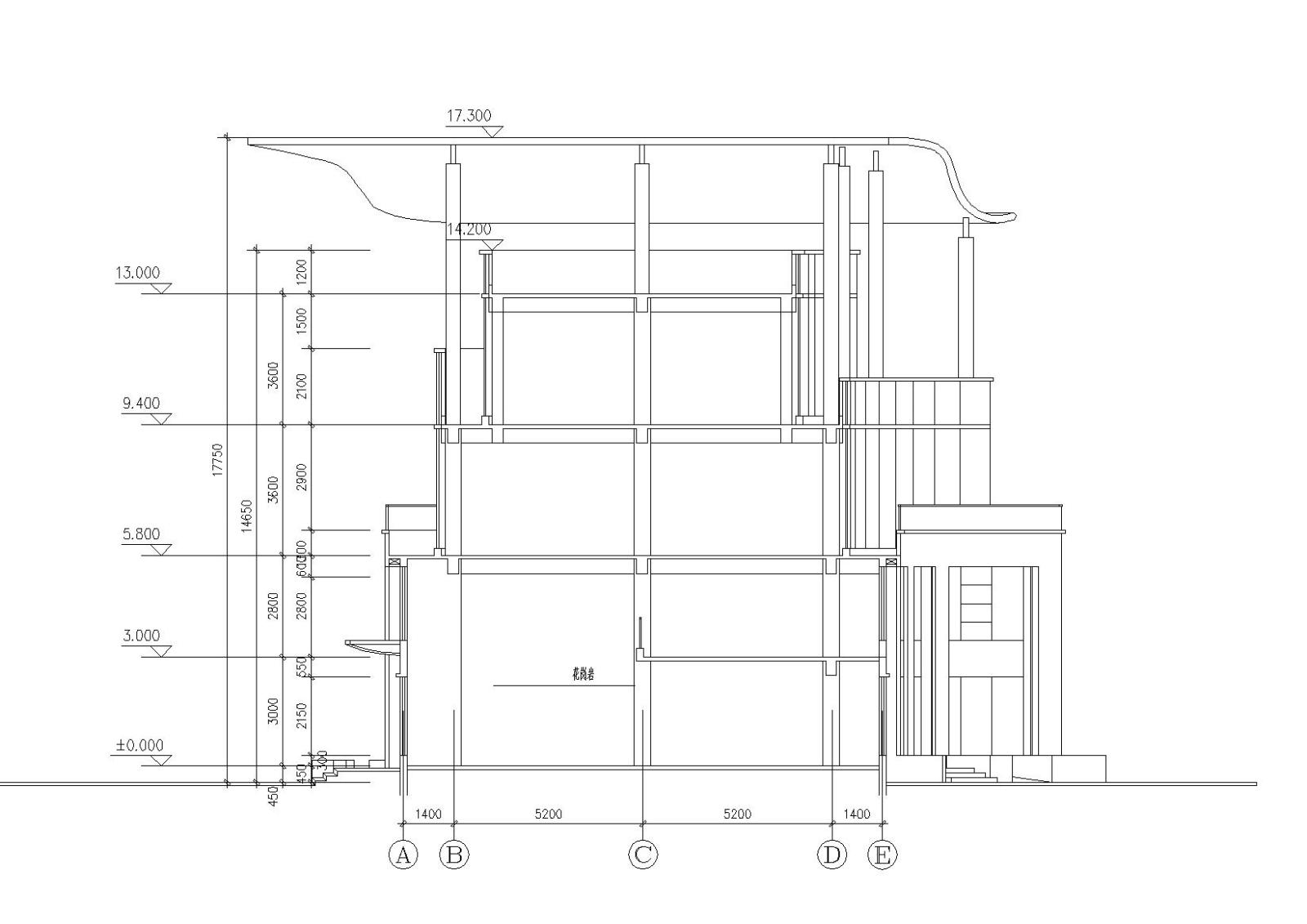异形屋顶多层会所建筑施工图cad施工图下载【ID:151655104】