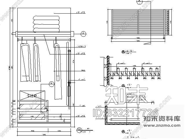 图块/节点酒店套房衣柜节点cad施工图下载【ID:832217726】