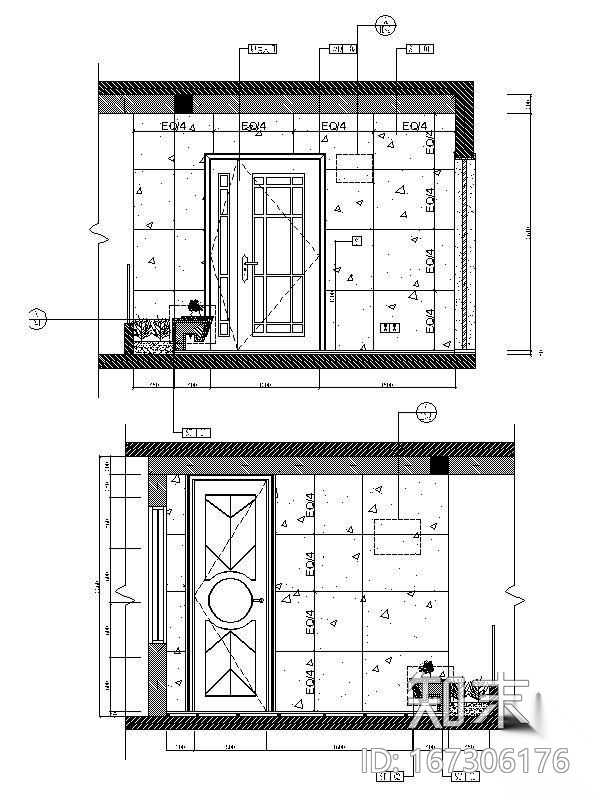 [福州]三室两厅样板房施工图cad施工图下载【ID:167306176】